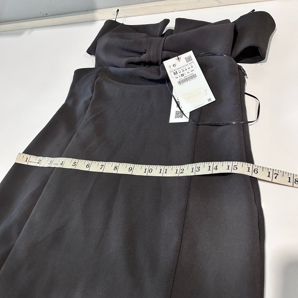 Zara Strapless Black Dress with Bow - Picture 11 of 16